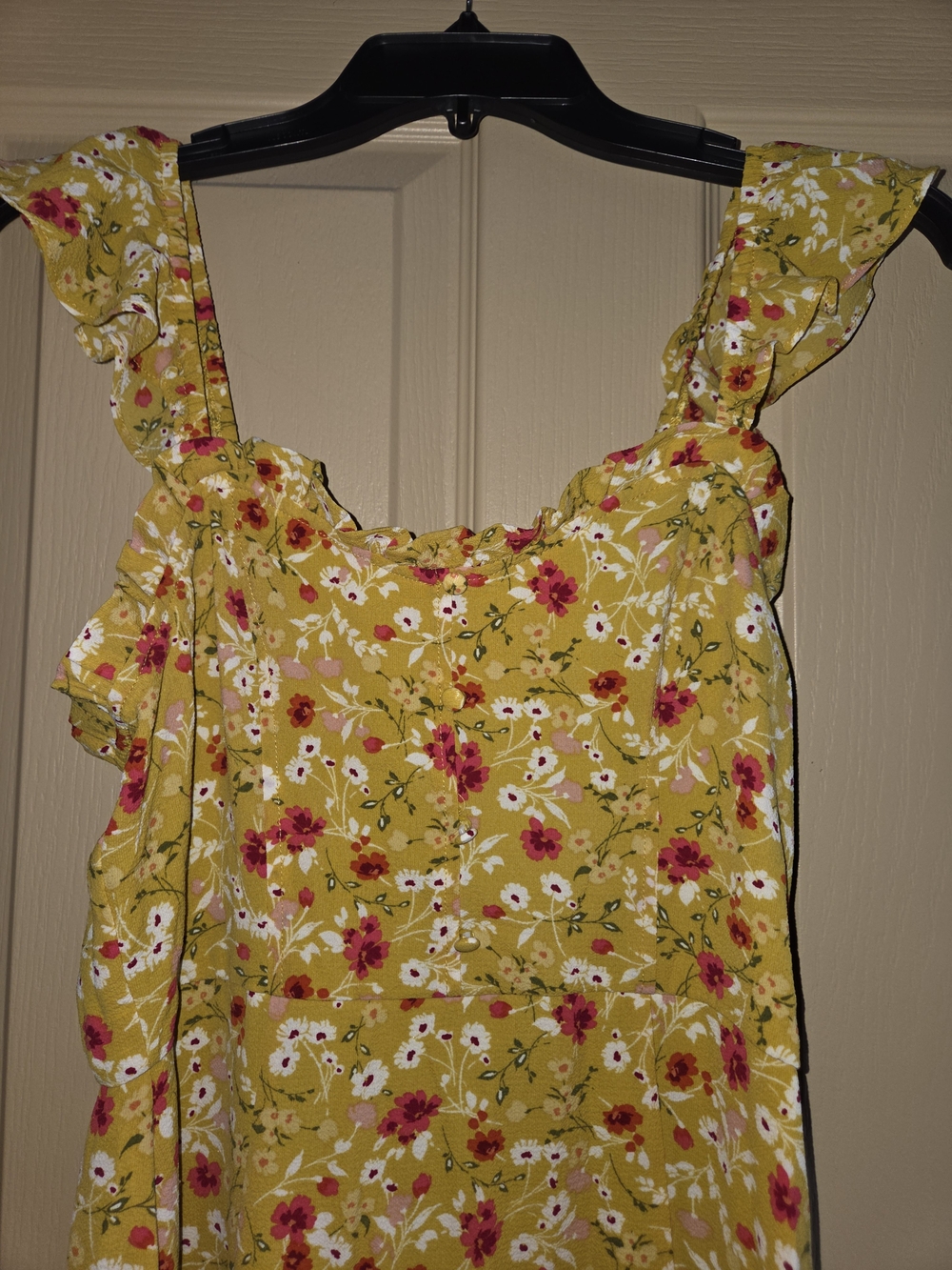 Altar'd State Yellow Floral Maxi Dress with Ruffle Straps
